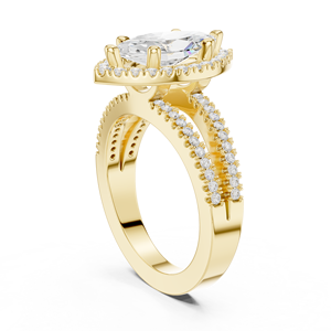 Anillos Clásicos de Halo con Diamante Cultivado en Laboratorio Certificado por IGI, Corte Marquesa de 2 Quilates, Oro Amarillo de 14K, para Aniversario, Boda o Compromiso - Product Image 3