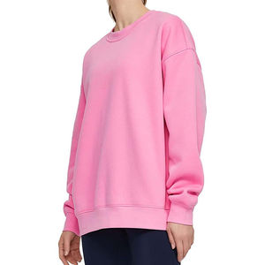 Sudadera con capucha de forro polar para mujer OEM, cuello redondo, peso pesado, ajuste holgado, suave, extragrande, 100% algodón, tendencia para chicas, logotipo personalizado - Product Image 3