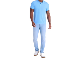 Men's Light <b>Blue</b> Short Sleeve <b>Polo</b> <b>Shirt</b> Regular Fit Solid Color Knitted Cotton Breathable Casual Style custom logo embroidered - Product Image 1