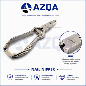Coupe-ongles robuste en acier inoxydable avec mâchoires de coupe affûtées, double action, ressort cylindrique, joint en boîte et poignées texturées - Product Image 3