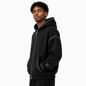 Men's 100% Cotton Full <b>Zip</b> Hoodie Fleece Sweatshirt Regular Fit <b>Zip</b> <b>Up</b> Hooded <b>Jacket</b> for Winter Casual Wear - Product Image 2
