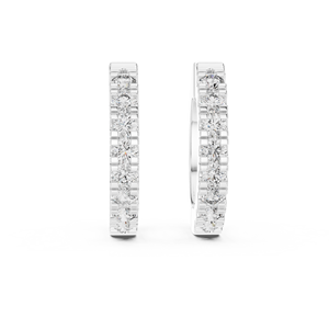 Boucles d'oreilles créoles Huggie classiques en or blanc 18 carats plaqué rhodium, serties d'un diamant de laboratoire CVD de 0,24 carat, taille ronde, pour femme - Product Image 4