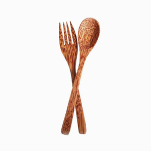 Cuillères en bois de coco réutilisables, fabriquées à la main, écologiques, pour soupe, salade, dessert, ustensiles de cuisine en bois bio - Product Image 2