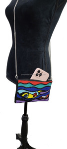 Handmade Vintage Hook Beaded Crossbody Bag Colorful Abstract Face Design <b>Shoulder</b> Purse for Women Evening Party Wholesale Buyers - Product Image 2