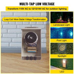 300 Watt per illuminazione paesaggistica esterna trasformatore piscina/Spa percorso luce LED compatibile Multi-Tap 12/13/14V AC resistente alle intemperie - Product Image 3