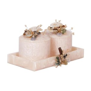 Creative Design Resin Storage Jar <b>Set</b> with Pearl Floral Decor Cover Cylinder Shape for Wedding Sundries Glam Home Decor Jar - Product Image 4