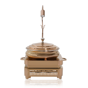 Luxury Hand-Hammered Copper Dome <b>Buffet</b> <b>Server</b> Roll Top Soup Station with Wrought Iron Frame Professional Catering Chafing Dish - Product Image 5