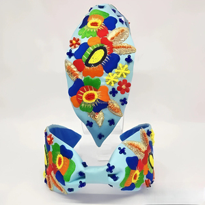 Bandeau/Élastique à Cheveux Unisexe Léger et Ajustable en Tissu Brodé Floral Perlé Fait Main Écologique Style Desi Swag Coloré - Product Image 4