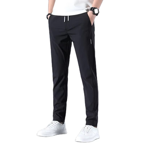 Ice Silk <b>Elastic</b> Casual Pants for Men's Summer Thin Work Trend Loose Straight Breathable Sweatpants Sports Pants Men's Trousers - Product Image 1
