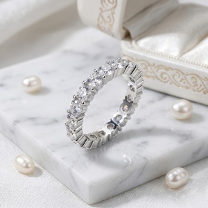 3.05CTW 14k <b>Gold</b> Lab Grown Round Brilliant Cut Prong <b>Set</b> for Certified Women's Eternity <b>Ring</b> - Product Image 3