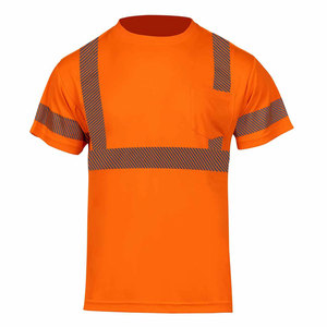 Perfectionists Men's Orange <b>Hi</b> <b>Vis</b> Reflective Anti-Wrinkle CE Certified Work <b>T</b>-<b>Shirt</b> Polyester Safety Construction Uniform High - Product Image 3