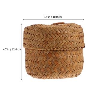 Seagrass Mini <b>Basket</b> <b>with</b> <b>Lid</b> Round Handmade Storage <b>Basket</b> Wholesale eco-friendly Made in Viet Nam - Product Image 2