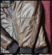 Blouson en cuir pour homme avec col en fausse fourrure et fermeture éclair - Product Image 5