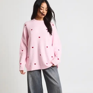 Suéter de punto grueso elegante de alta calidad para mujer, suéter de manga larga con cuello alto en contraste de color, holgado y cálido en todas las tallas para el invierno. - Product Image 1