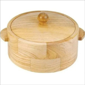 Chauffe-tortillas et boîte à chapati en bois massif artisanal de qualité supérieure avec couvercle, plat en bois pour servir à la maison ou en cuisine - Product Image 1