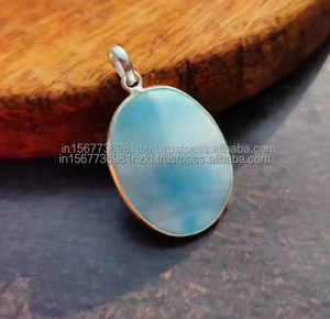 สร้อยคอจี้เงินสเตอร์ลิงทำด้วยมือ925อัญมณีลาริมาร์แท้สไตล์โบฮีเมียนคู่รักของขวัญสำหรับคุณแม่ - Product Image 2