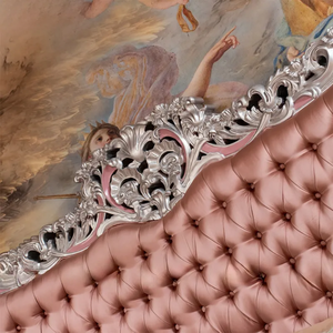 Ensemble de chambre d'hôtel de luxe rose royal en acajou massif, design antique européen, sculpté à la main, capitonné, livraison gratuite - Product Image 4