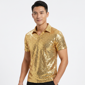 เสื้อโปโลสีทองสำหรับผู้ชาย แขนสั้น ผ้าโพลีเอสเตอร์ทอ สีพื้น ทรงปกติ - Product Image 6