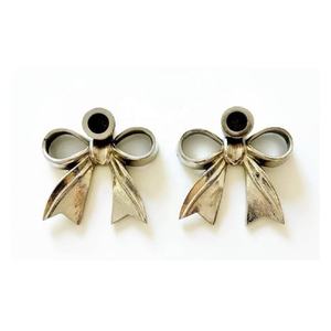 Aluminium Silver Bow <b>Taper</b> <b>Candle</b> Holder Christmas Wedding Centerpiece Home Decor Handmade Durable - Product Image 2