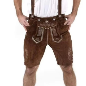 Lederhosen brodés de style ancien, grande taille, pour hommes |   Shorts en cuir bavarois d'inspiration antique |   Costume d'Oktoberfest fait main - Product Image 1