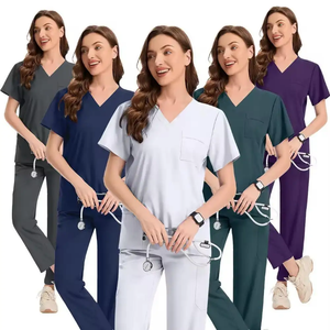 New Style Hot Selling Women Medical <b>Scrub</b> Uniform Set Fashion <b>Nurse</b> <b>Scrubs</b> Uniform Plus Size Hospital Workwear - Product Image 3