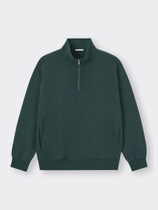 Men's Black 1/4 <b>Zip</b> <b>Hooded</b> for Long Sleeve Knitted Solid Winter Slim Fit Casual Streetwear Sweatshirt - Product Image 5