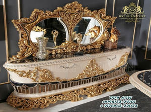 Consola tallada en rosa real para comedor, consola italiana de madera sólida tallada - Product Image 5