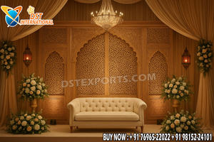 Mughal Style Wooden Backdrop <b>Frames</b> for <b>Wedding</b> Stage Customized Mehrab Style Arch Panels Traditional Jali Carved Backdrops UK - Product Image 6