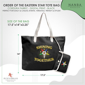กระเป๋าโท้ทสีดำลาย Black OES Shining Together Order of the Eastern Star Journal Order of the Eastern Star Masonic - Product Image 6