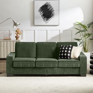 Divano a 3 Posti in Tessuto Corduroy 83.86, Moderno e Compatto per Soggiorno, Camera da Letto, Ufficio, Arredamento Verde - Product Image 1