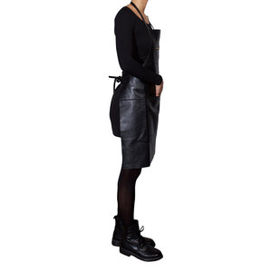 Delantal de cuero negro con bolsillo con cremallera, correas ajustables, estilo punk, sin mangas, para uso en cocina, chef, barista. - Product Image 3