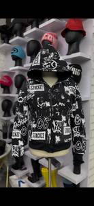 Men's <b>Black</b> Printed Hooded <b>Sweatshirt</b> Oversized Streetwear Knitted Regular Sleeve Front Logo Autumn Wear - Product Image 3