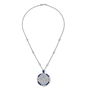 Collier pendentif de luxe pour femme avec diamant rond taille brillant, plaqué rhodium, chaîne en or 18 carats - Product Image 3