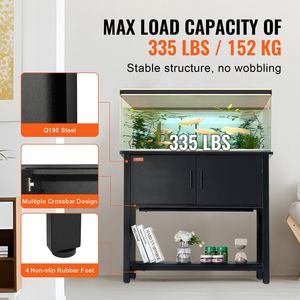 แท่นวางถังปลา40แกลลอนสีดำน้ำหนัก335ปอนด์36.6x18.9x31.5เหล็กกล้า MDF สัตว์เลื้อยคลานฐานวางพลังแบบฝัง - Product Image 3