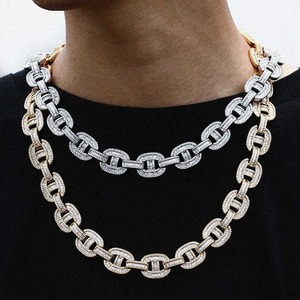 Collier pour homme en argent plaqué or avec moissanite, style cubain, idéal pour un mariage, une fiançailles, une fête ou un anniversaire - Product Image 2