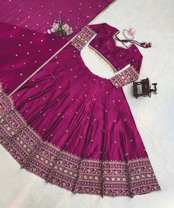 Lehenga Choli Tradicional de Diseño Indio-Pakistaní de Satén, 3.5 Metros, Corte Acampanado, Cosido, de Verano, de Secado Rápido, con Protección Solar, Última Moda para Diwali - Product Image 4