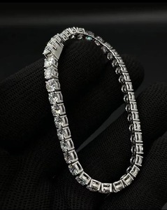 Pulsera de tenis con diamantes de laboratorio y cadena cubana de acero inoxidable de primera calidad, pulsera de moda para mujer - Product Image 1