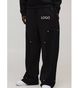 Pantalones de chándal anchos de algodón para hombre, de alta calidad, para gimnasio y entrenamiento, con efecto arrugado, funcionales, para otoño/invierno, transfronterizos - Product Image 1