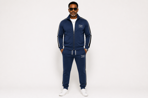 Custom Logo Full <b>Zip</b> Tracksuit <b>Jacket</b> and Joggers Set for Men Black Striped Tracksuit Set <b>Zip</b> <b>Up</b> <b>Jacket</b> and Matching Sweatpants - Product Image 2
