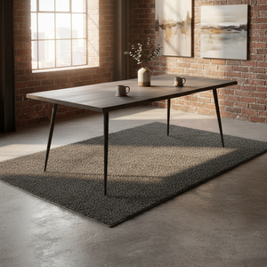 Table à manger en bois massif moderne, style traditionnel, 6 places, table à manger en bois contemporaine, durable, écologique, gris fumé - Product Image 4