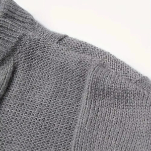 Suéter de Punto Grueso para Hombre 2026, Color Gris Sólido, Puños Negros, Ropa de Invierno, Manga Larga, Corte Regular, Patrón de Punto Trenzado - Product Image 5