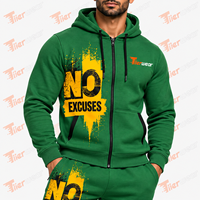 Set Hoodie dan Jogger Hijau Pria dengan Cetakan Tanpa Alasan, Tracksuit Kasual 2 Potong, Sweatshirt dan Celana, Pakaian Musim Gugur, setelan olahraga untuk Pria