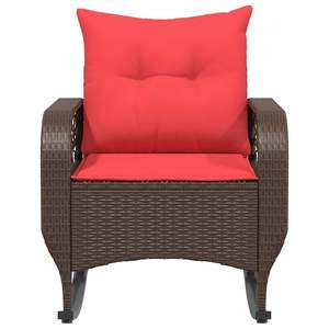 Silla Mecedora de Patio de Ratán PE Marrón, Acero con Recubrimiento en Polvo y Poliéster para Uso en Jardín - Product Image 4