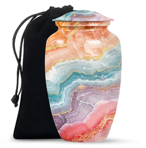 Abstract Marble Pattern Aluminum Urn Customizable Cremation <b>Keepsake</b> Vessel for Burial <b>Memorial</b> Decoration - Product Image 2