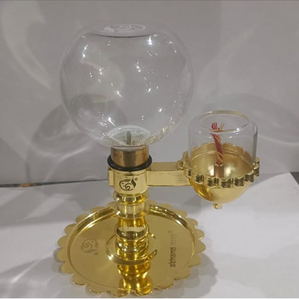 Soporte cilíndrico de latón y vidrio para lámpara de aceite Akhand Jyoti Diya, para decoración de templos y hogares, disponible a precios de mayorista. - Product Image 2
