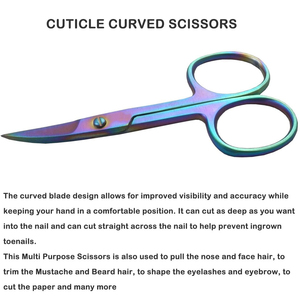 Kit professionnel de ciseaux à ongles courbes et à pointe flèche pour cuticules, ciseaux manucure arc-en-ciel avec lime métallique et accessoires - Product Image 3