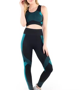 Reasonable Prices Lightweight Solid Women Yoga Set with <b>Low</b> MOQ Mid Waist Elastic Breathable Wholesale Fitness Leggings and <b>Bra</b> - Product Image 2