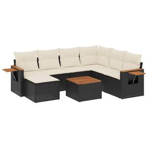 Conjunto de Sofá de Jardín Negro y Crema, Mimbre para Exteriores con Cojines de Espuma de Alta Densidad, Diseño Contemporáneo Impermeable - Product Image 4