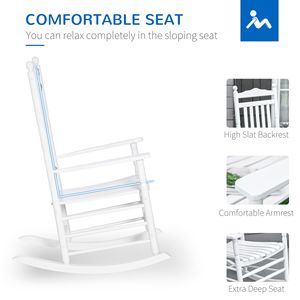 Sedia a dondolo tradizionale in legno bianco con schienale alto per interni/esterni, arredo per portico e giardino - Product Image 5