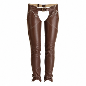 กางเกงขี่ม้าหนังแท้ทรงสลิมฟิตเอวสูงแบบอังกฤษพร้อมหัวเข็มขัด - Product Image 2